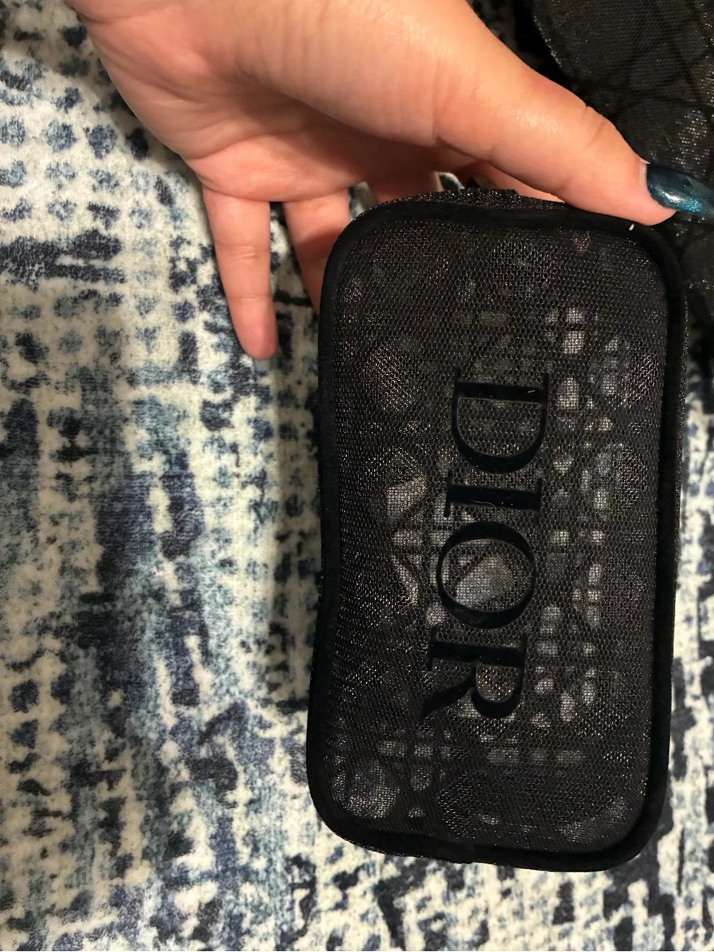 DIOR Black Logo Tote Bag & Makeup Pouch